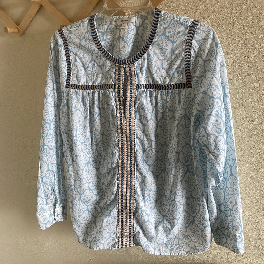 J.Crew Blue&White Floral pattern Boho Style Dress Size 8